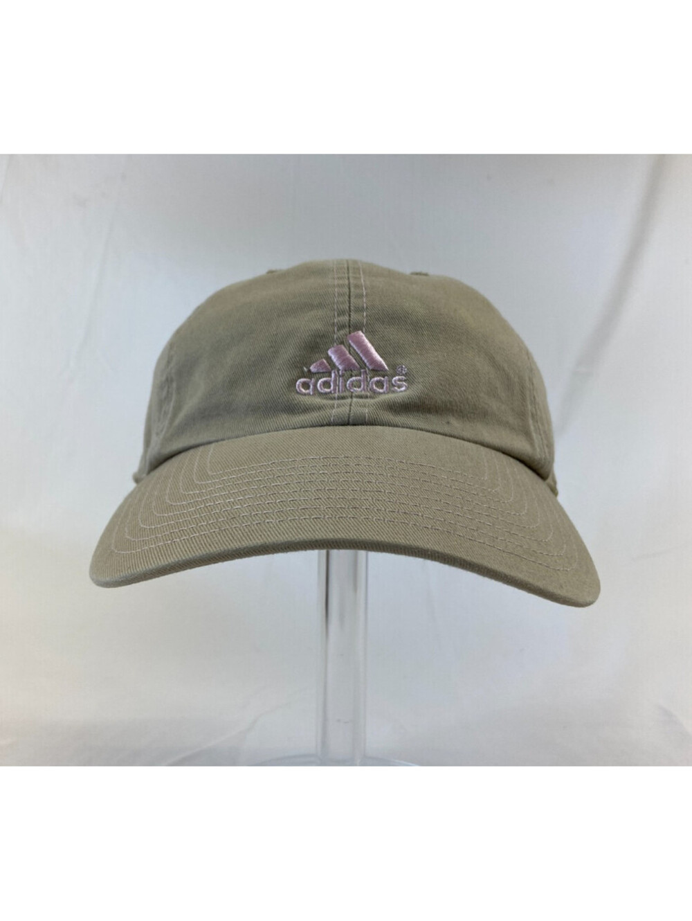 Womens Adidas Baseball Cap Buckleback Khaki Hat Classic 3 Stripe Logo Outdoor OS
